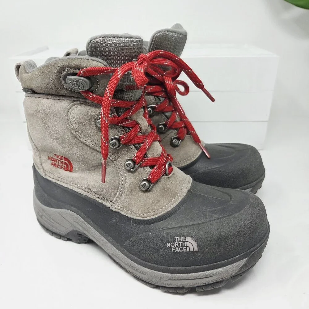 The North Face Kids 3 Youth Grey Chilkat Lace II Boots Winter Snow Waterproof